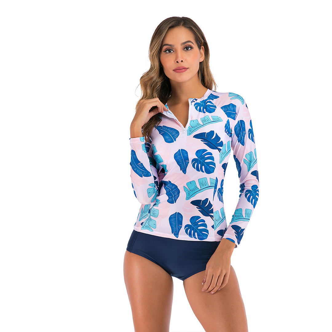 Dame Sporty Surfdragt med langærmet overdel og blomsterdesign Stilla