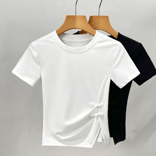 Dame kropsnær kortærmet shirt med moderigtigt knudedetalje Stilla