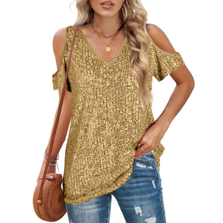 Dame Cold Shoulder Pailletten Top Stilla