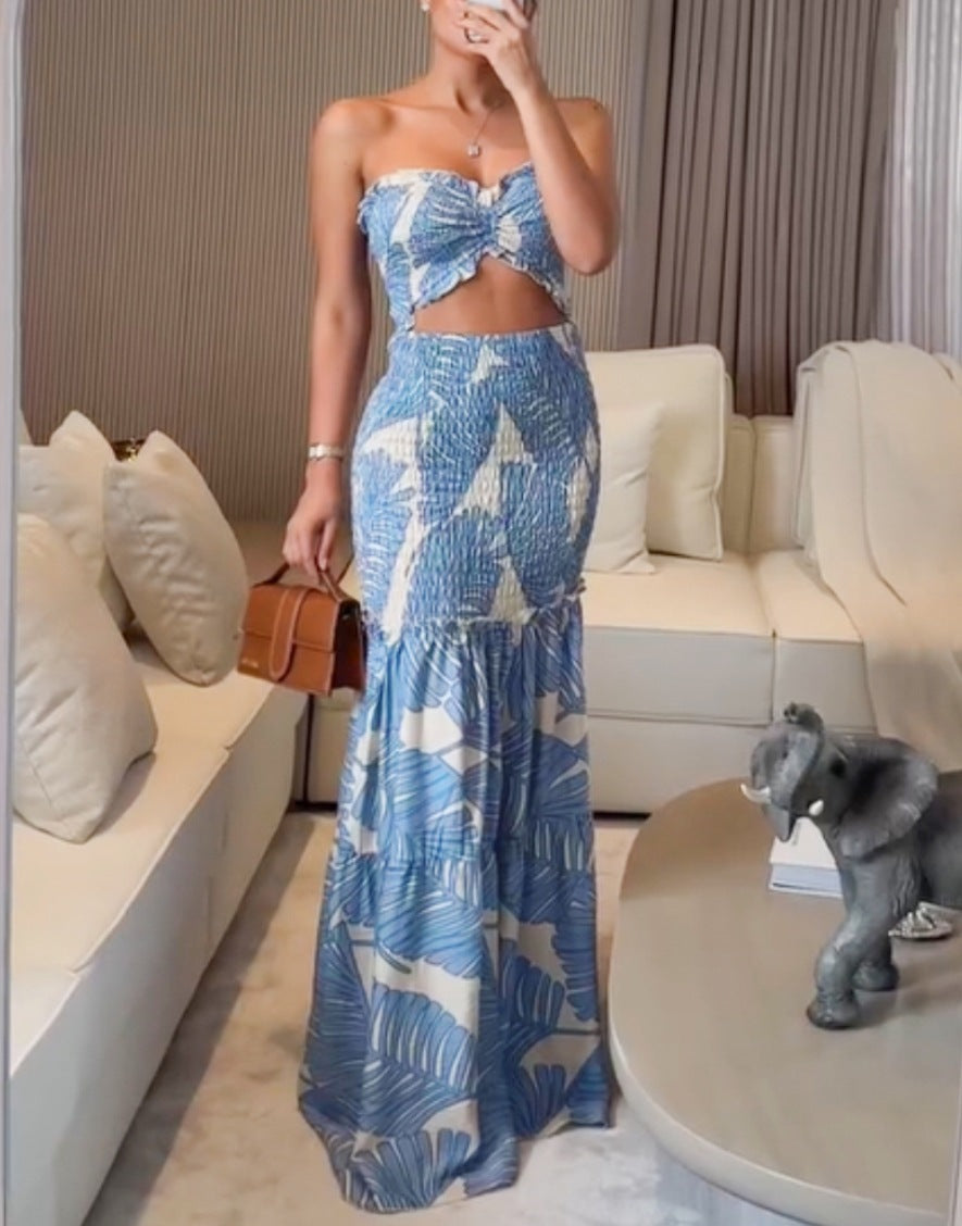 Dame Maxikjole med Off-Shoulder design og flæsedetaljer Stilla