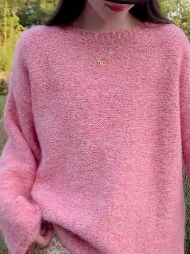 Kvinder Fluffy Strik Sweater med Loose Fit Stilla