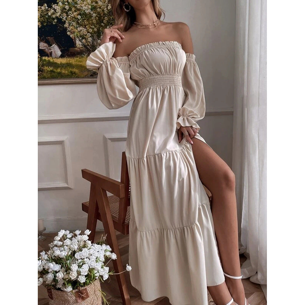 Damer Off-Shoulder Maxikjole med luftige ærmer og sidelæg Stilla