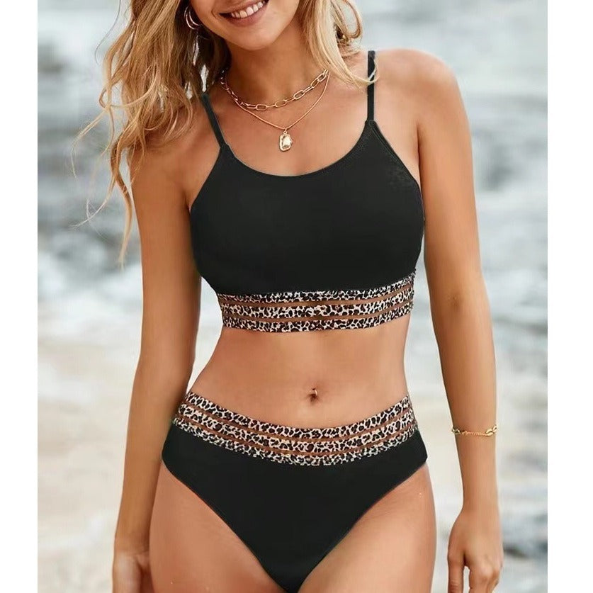 Dame Højtaljede Bikini-sæt med stilfulde Leopardstriber Stilla
