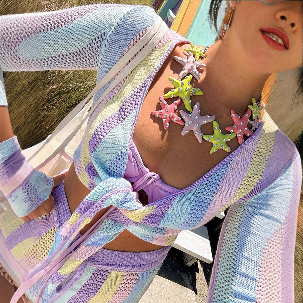 Dame Haremshorts med farverigt netdesign Stilla