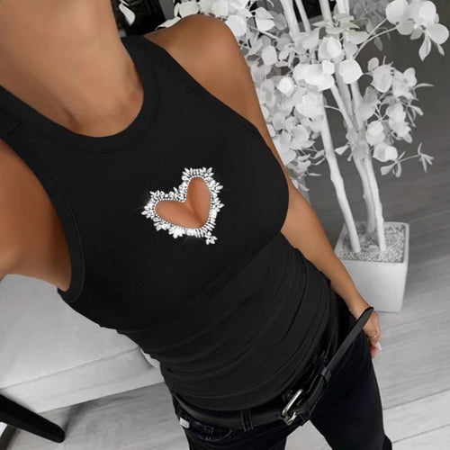 Dame Sporty Top med hjerteformet cut-out og glimmerdetaljer Stilla