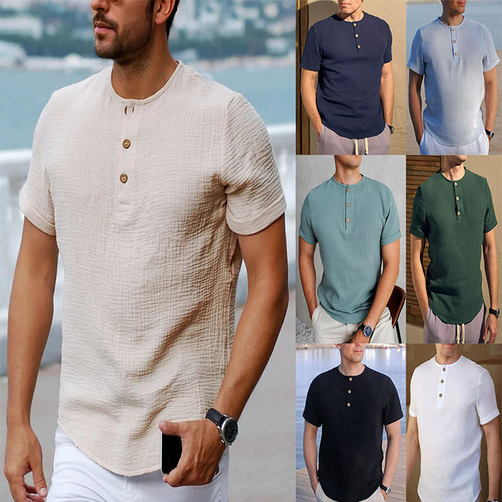 Herren Kortærmet Henley T-Shirt Stilla
