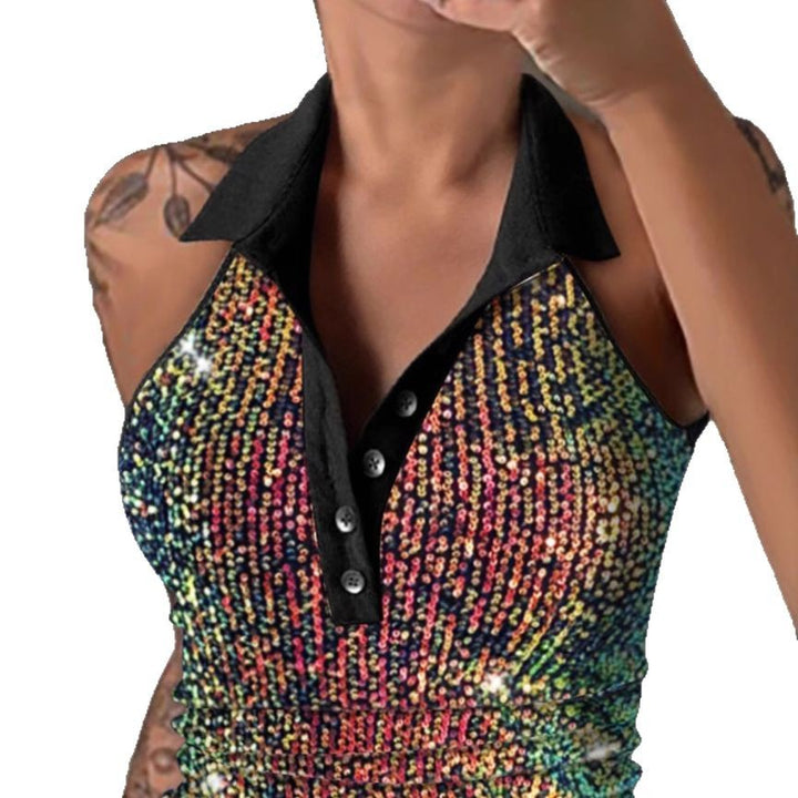 Dame Strassbesat Leopardmønster Top Stilla
