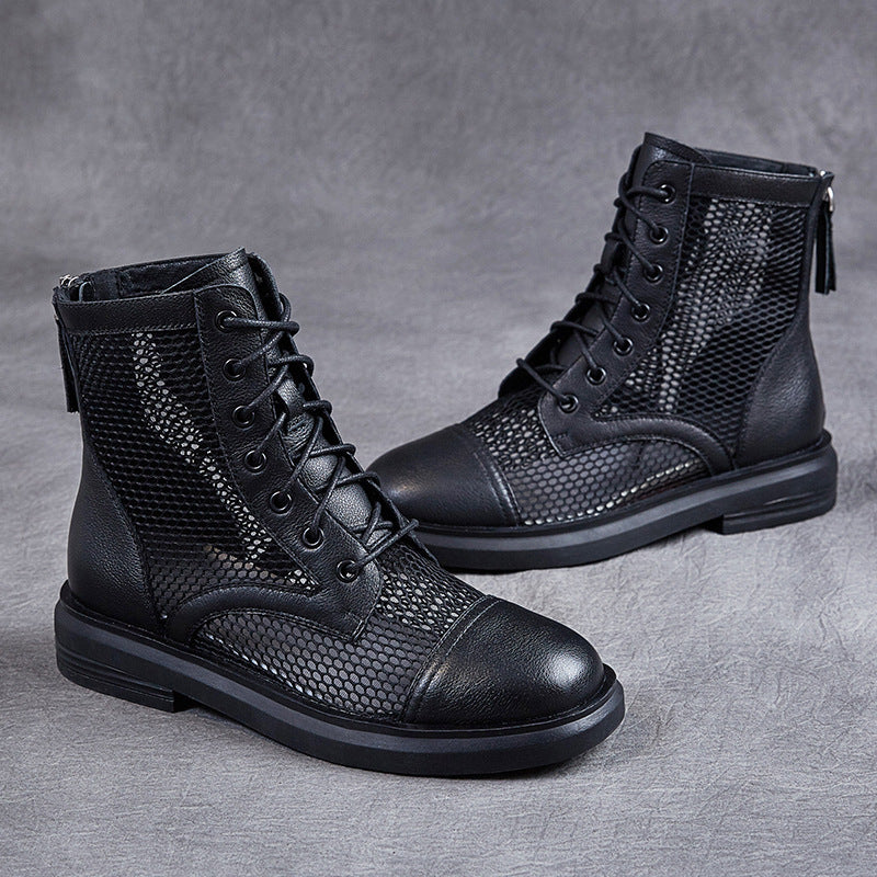Femme Stilfuld Mesh-panel Kampfstøvler Stilla
