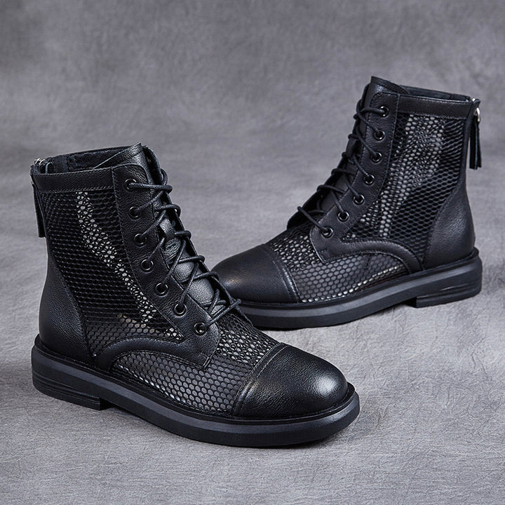 Femme Stilfuld Mesh-panel Kampfstøvler Stilla