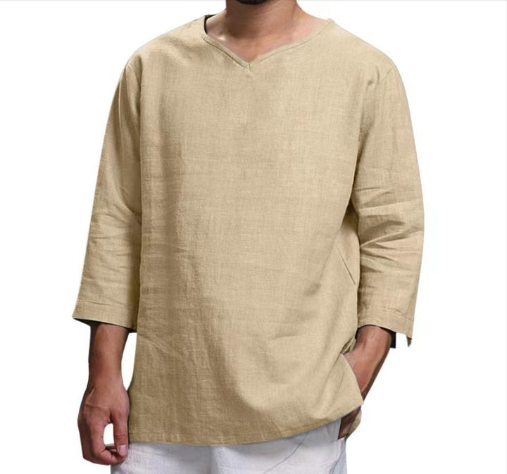 Herrer Casual V-hals Shirt med 3/4 ærmer Stilla