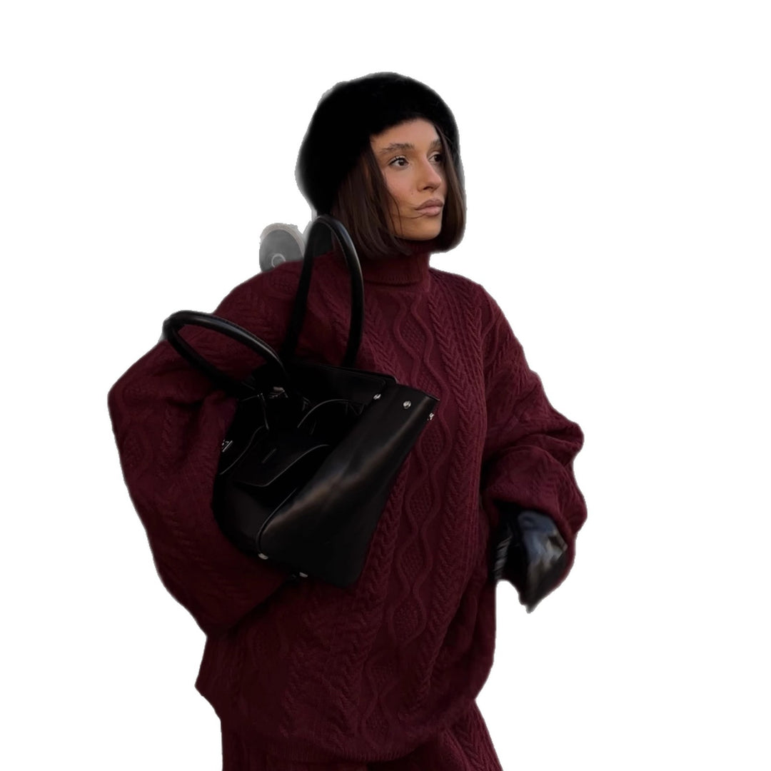 Damer hyggelig strikket jumpsuit med kabelmønster Stilla