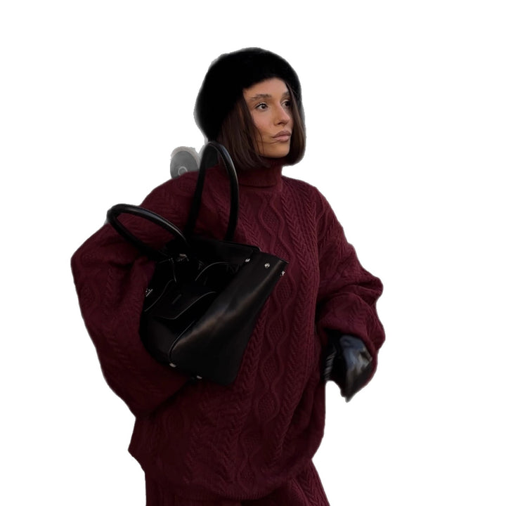 Damer hyggelig strikket jumpsuit med kabelmønster Stilla