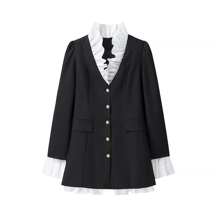 Femme Elegant Rynke-Blazer med Knapdetaljer Stilla