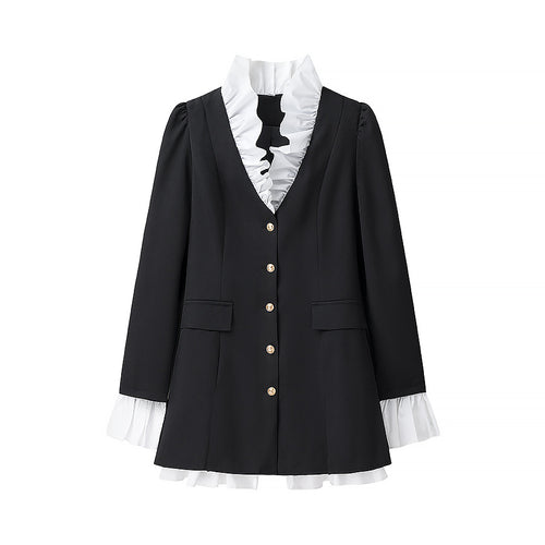 Femme Elegant Rynke-Blazer med Knapdetaljer Stilla