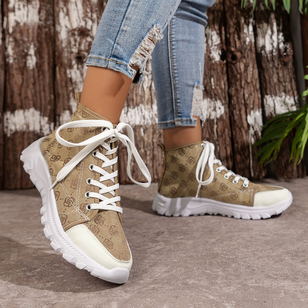 Dame High-Top Sneakers med moderigtigt logomønster og skridsikker sål Stilla