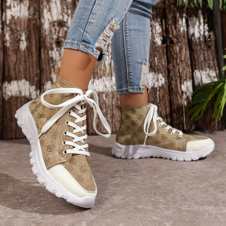 Dame High-Top Sneakers med moderigtigt logomønster og skridsikker sål Stilla