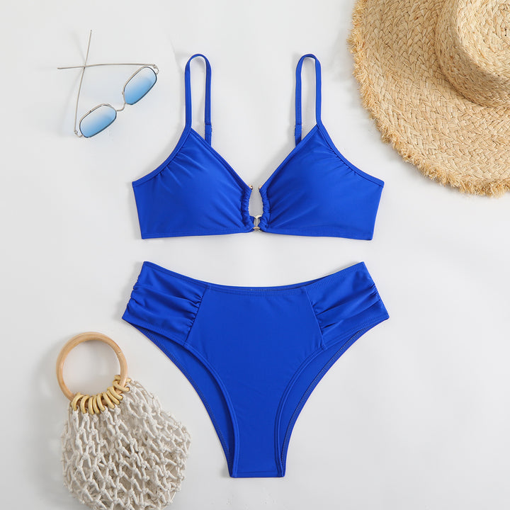 Dame Triangel-Bikini med aftagelig pude og rynkede detaljer Stilla
