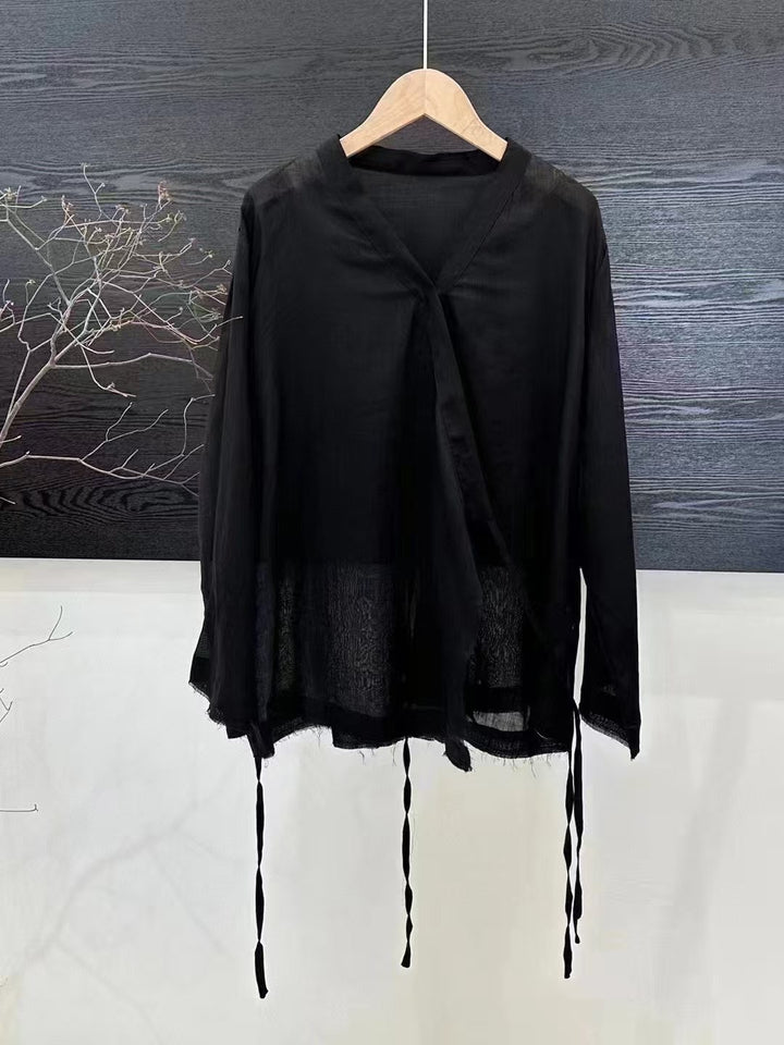 Femme Letvægts Tie-Front Langærmet Bluse Stilla