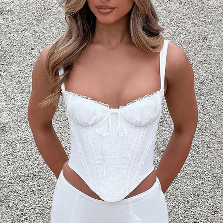 Dame spids-corsage med elegant snøring Stilla