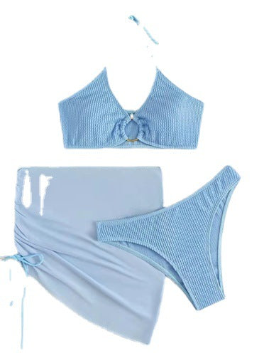 Dame bikini-sæt med stilfuld ringdetalje og rynket nederdel Stilla