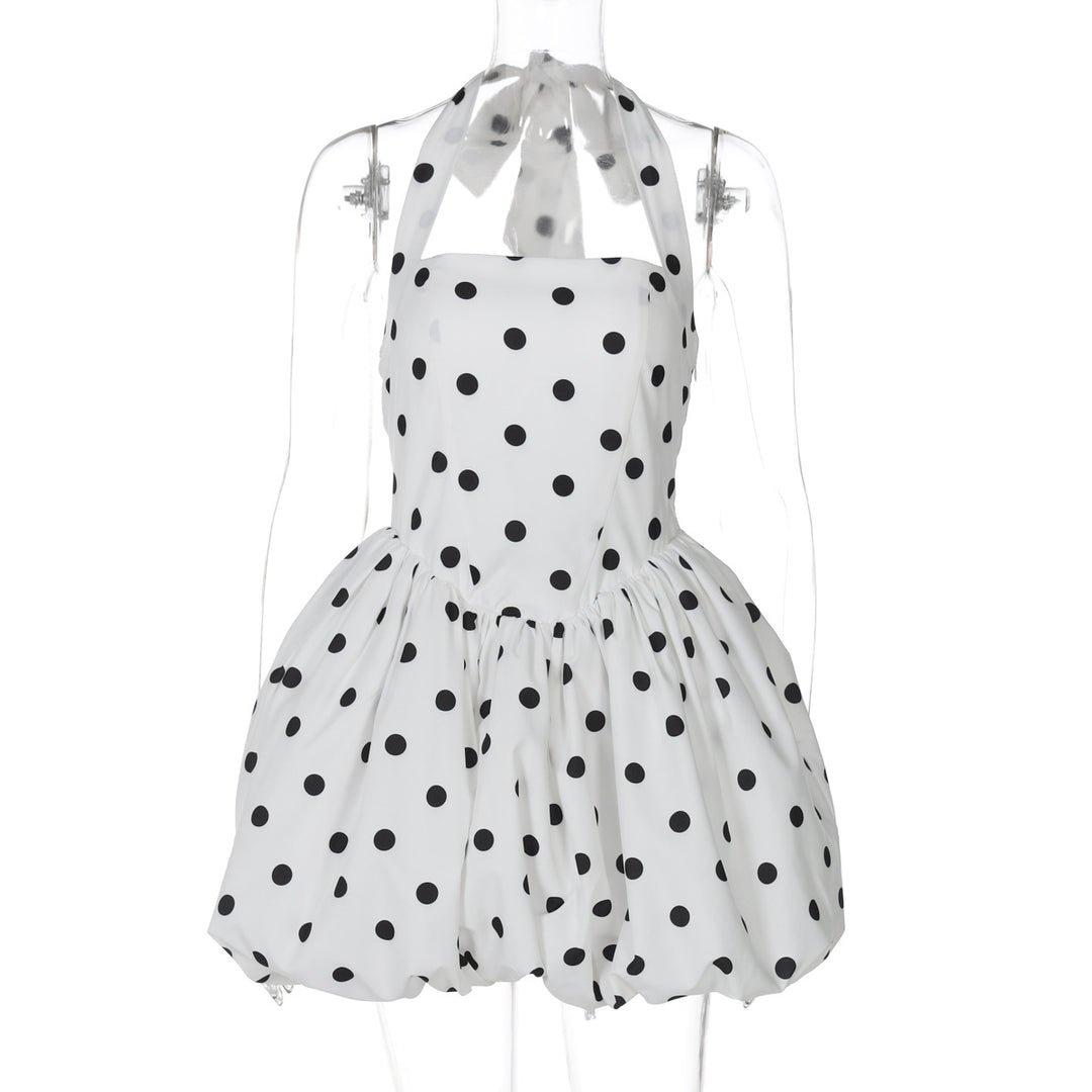 Dame Forførende Minikjole med Polka-Dot-Mønster og Casual Snit Stilla