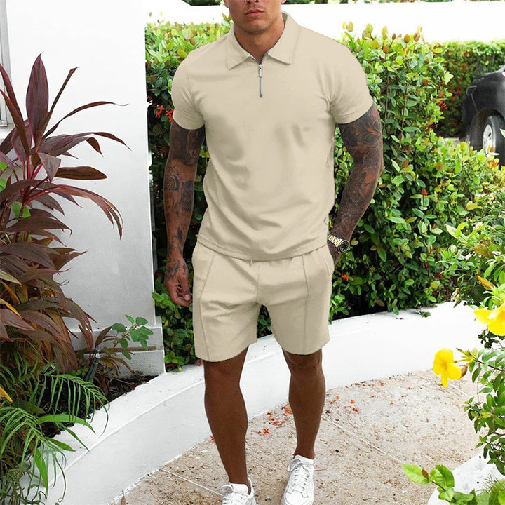 Herre fritid-zip-up polo og shorts sæt Stilla