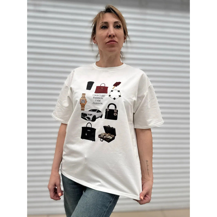Dame T-Shirt med kreativt mode-motiv og bemærkelsesværdigt tryk Stilla