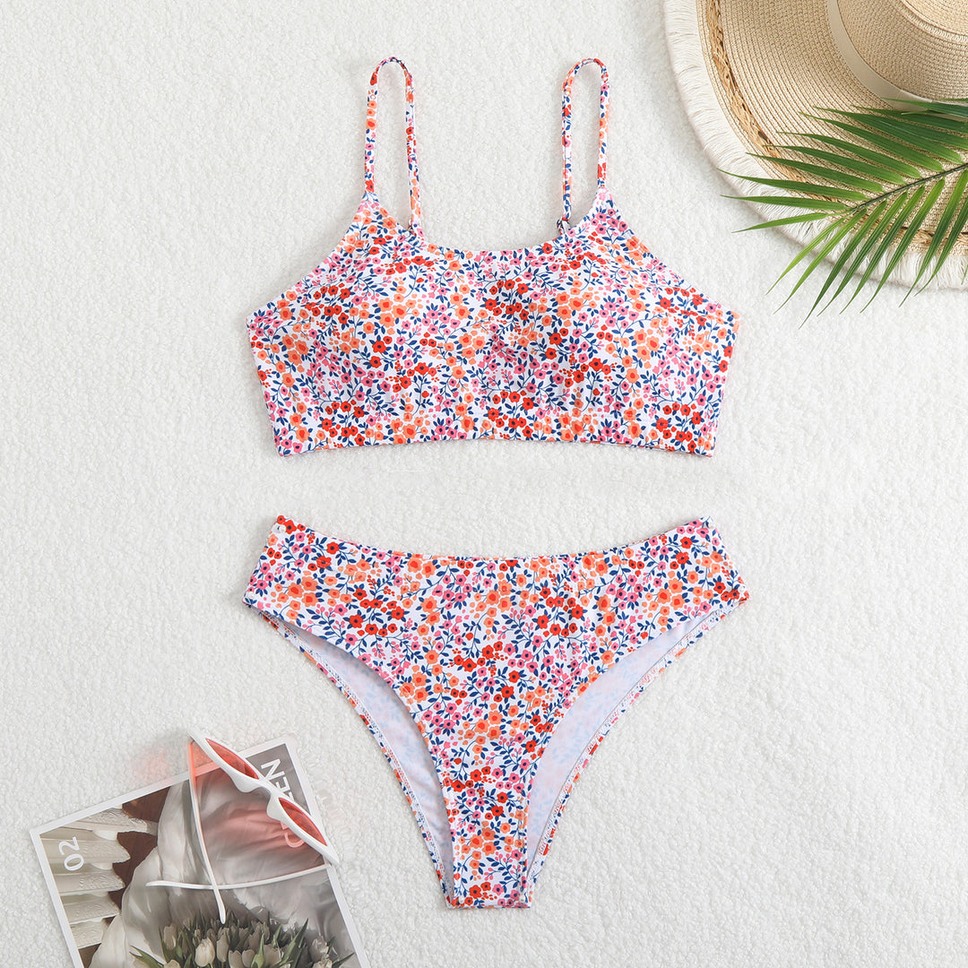 Dame bikini-sæt med blomsterprint og høj talje Skovae