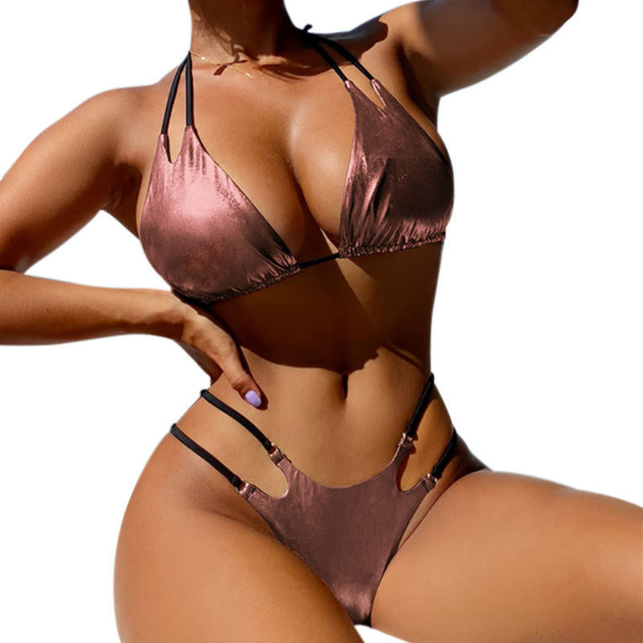 Dame trekant-bikini med trendy cut-out og justerbare stropper Skovae