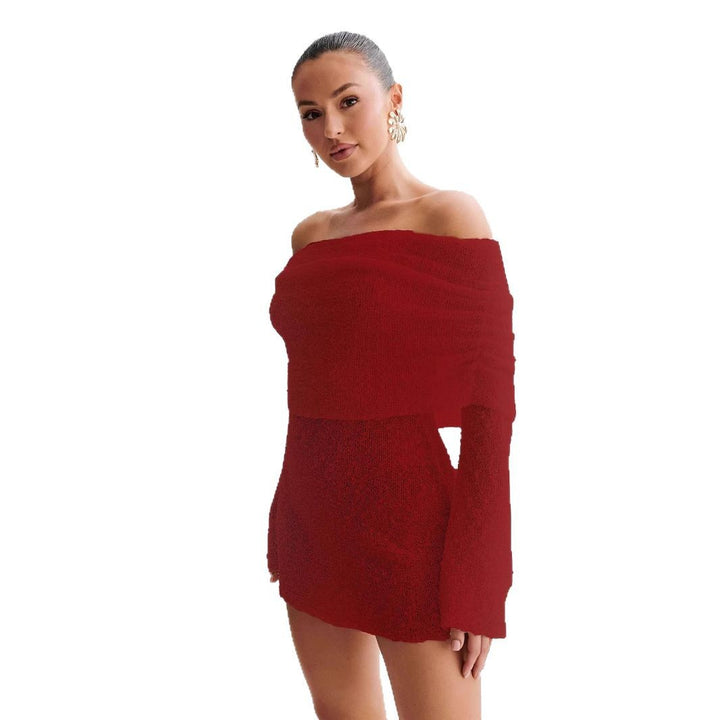 Dame Offshoulder Strikkjole Stilla