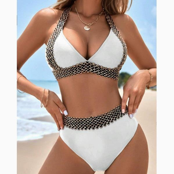Dame Elegante Højt skåret Trekant-Bikini-Sæt Stilla