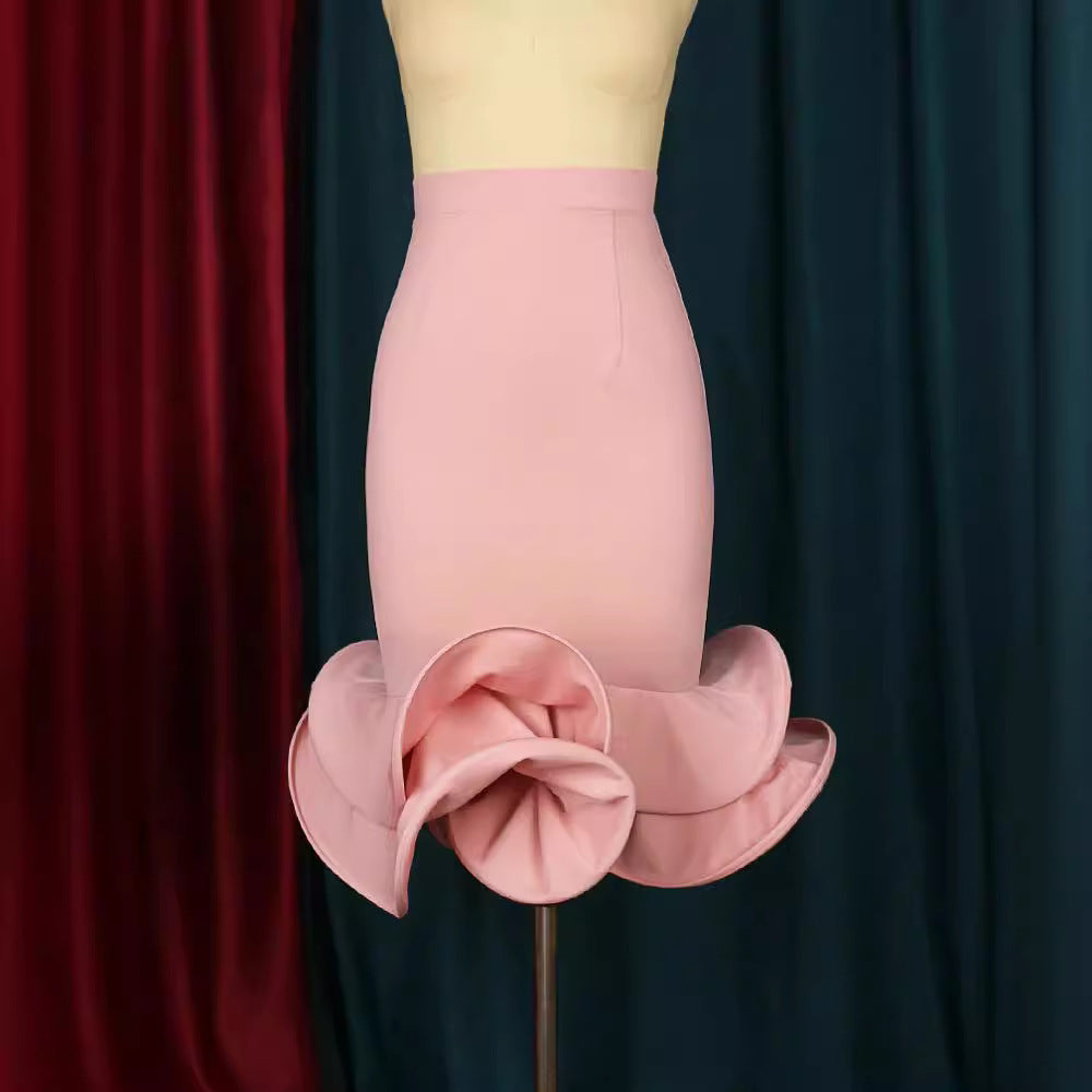 Dame Trendy Cocktailkjole med asymmetrisk kant Skovae