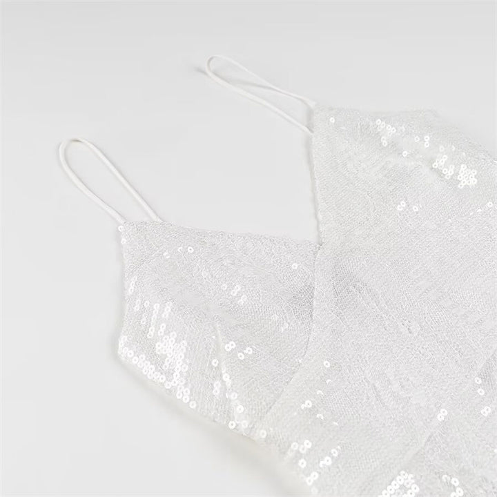 Femme Pailletten Slip Maxi Kjole med sidelæns slids Stilla