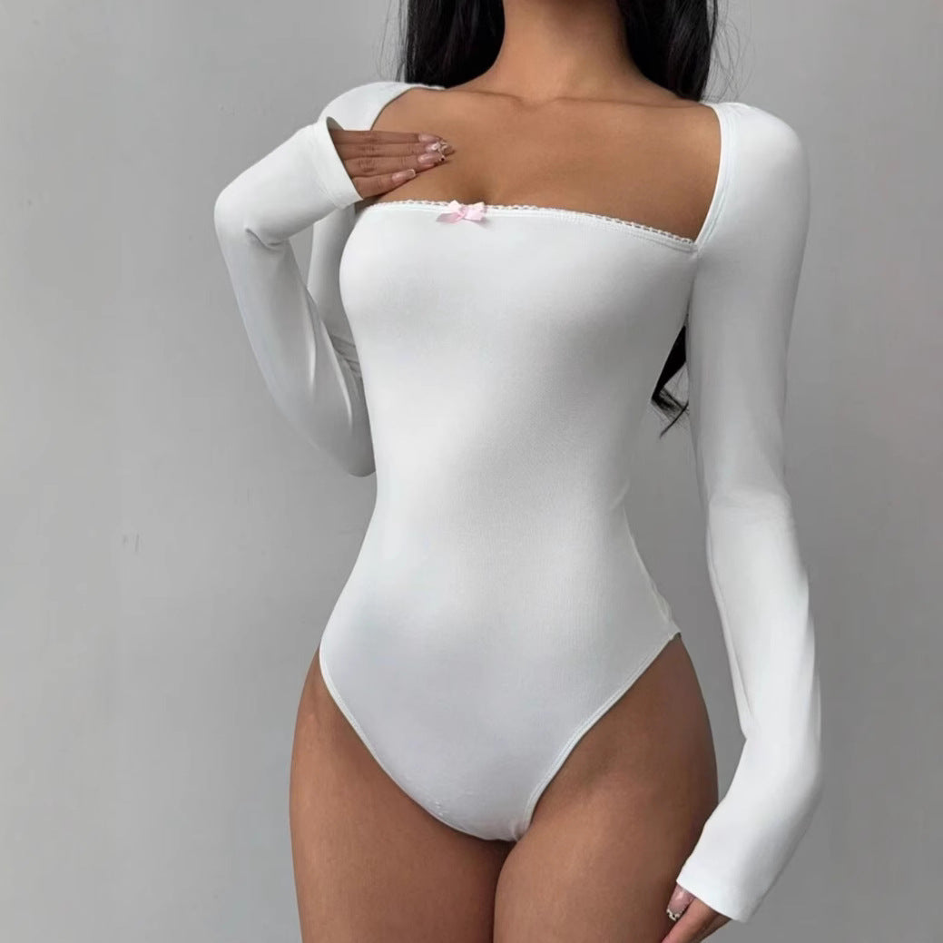 Dame Figurtilpasset Langærmet Bodystocking med elegant U-udskæring Skovae