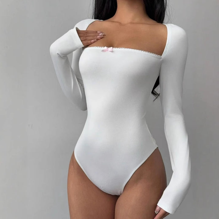 Dame Figurtilpasset Langærmet Bodystocking med elegant U-udskæring Skovae
