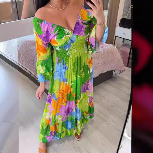 Stilla | Plus Size Fe V hals Blomsterkjole