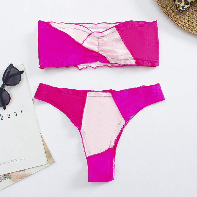 Dame bandeau bikini med ruffle detaljer Skovae