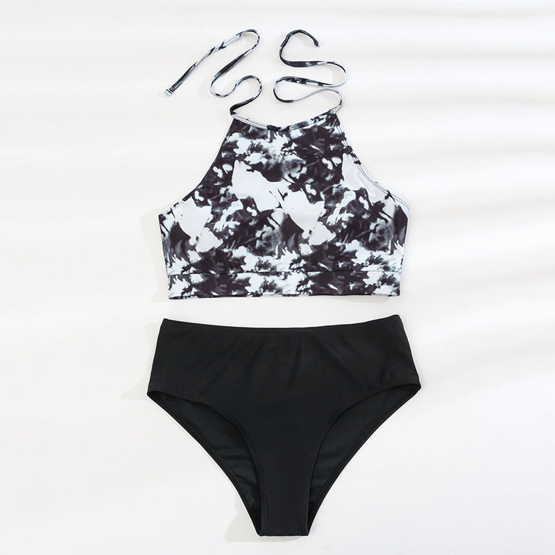 Dame højtaljede bikini-sæt med sporty crop-top og dybt skåret trusse Skovae