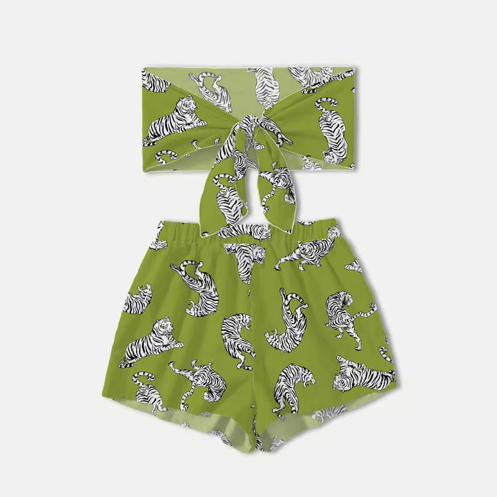 Dame mode Crop-Top og Shorts Sæt Stilla