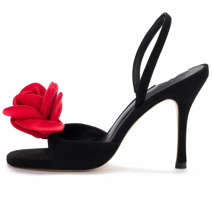Femme Elegante Slingback Hæl Sandaler med floral accent Stilla