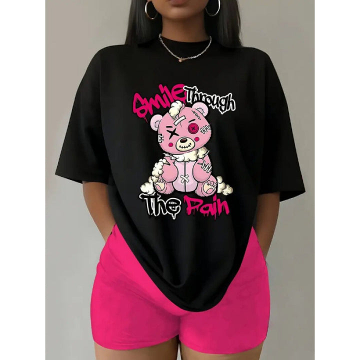 Dame Oversized T-Shirt med iøjnefaldende grafiktryk Stilla