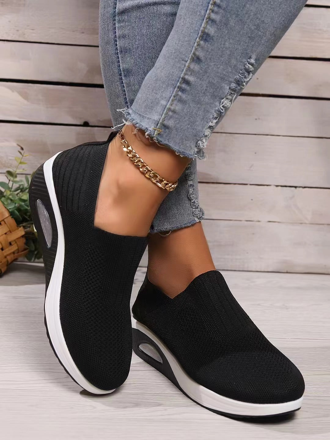 Dame Behagelige Slip-On Sneakers med åndbart overmateriale og Flex-Sål Stilla