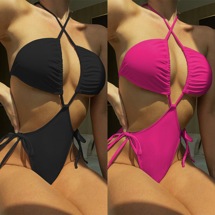 Dame Højskåret String-Bikini med krydsformet top Skovae