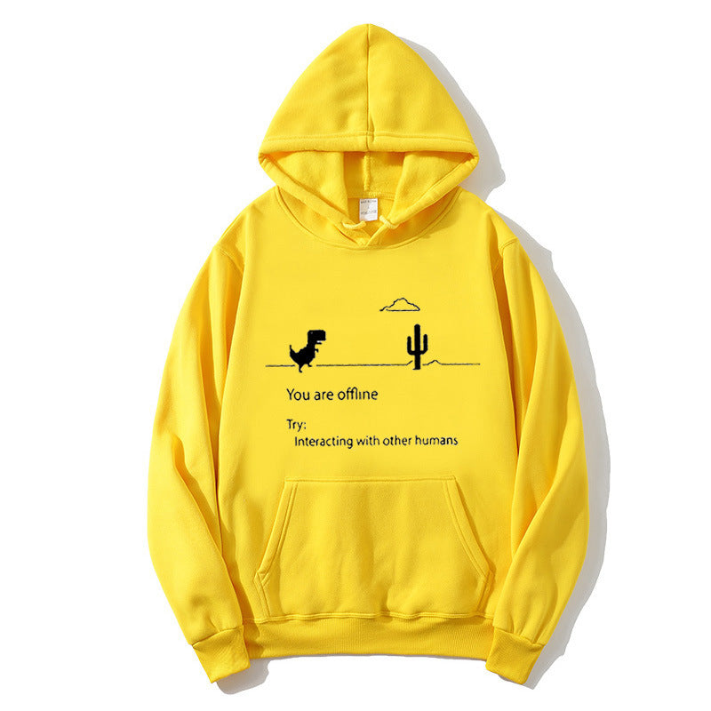 Dame hoodie med kreativt dinosaur- og interaktionsmotiv Skovae