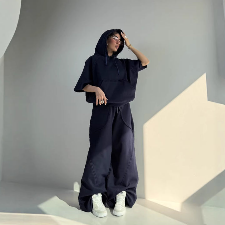 Kvinder Oversized Hætte sweater med Kænguru Lomme og Elastisk Bund Skovae