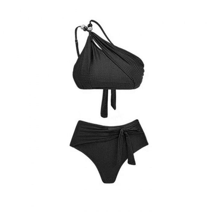 Dame Højskåret Bikini med asymmetrisk skæring og raffineret indpakningsdesign Skovae