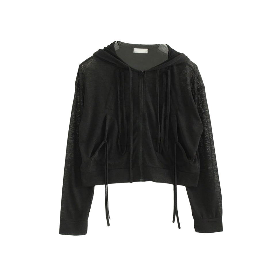 Kvindernes trendy cropped hættejakke med praktisk lynlås Stilla