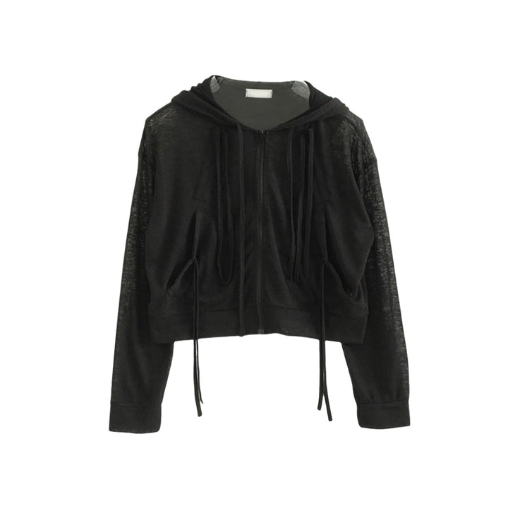Kvindernes trendy cropped hættejakke med praktisk lynlås Stilla