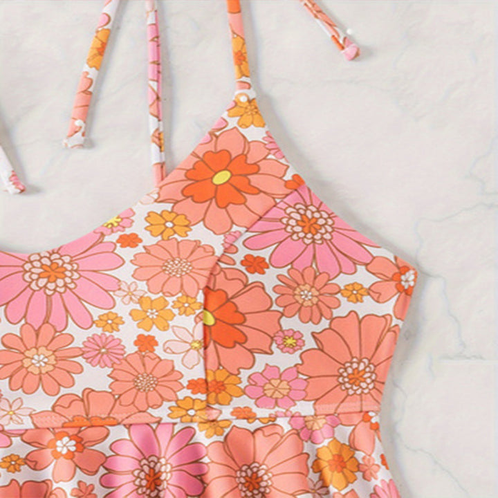 Dame Tankini med blomstrede flæser design Skovae