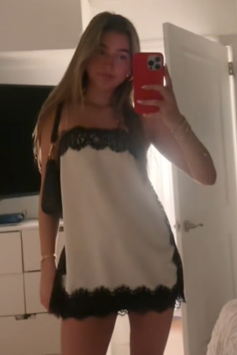 Dame elegant natkjole med spidsdekorationer Skovae